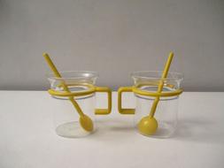 2) Bodum Denmark Yellow Handle Espresso Coffee Tea Cup Star 