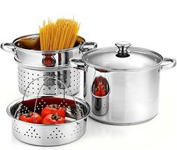 Cook N Home 02401, Stainless Steel 4-Piece 8 Quart Pasta Coo