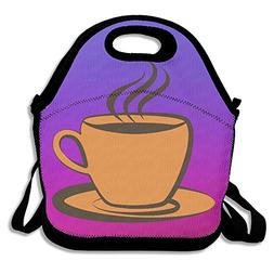Coffee Cup Purple Lunch Bags Insulated Travel Picnic Lunchbo