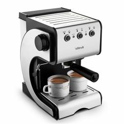 , Coffee Maker With Milk Steamer,1000w,15 Bar Pump, Black/st