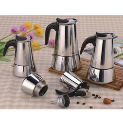 Moka Percolator Pot Stainless Steel 4 Sizes