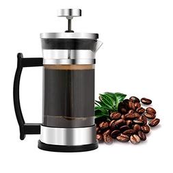 French Press Coffee Maker, Stainless Steel and Borosilicate 