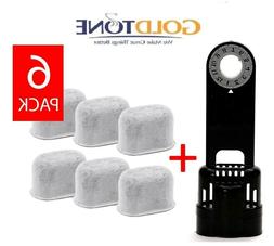6 GoldTone Charcoal Water Filter + Filter Holder for Keurig 