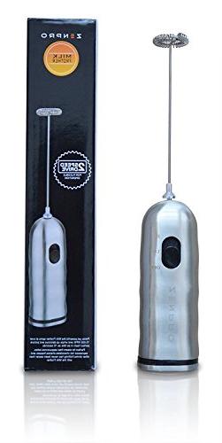 Zenpro Stainless Steel Milk Frother, Dual Speed, Silver
