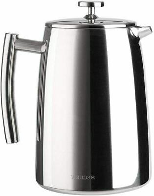 Secura 1500ML French Press Coffee Maker, 50-Ounce, Stainless