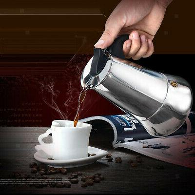Stove Top Percolator 9 Cup Moka Pot Latte