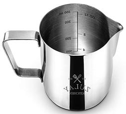 Zulay Milk Frother Cup 12oz, Stainless Steel Pitcher, Measur