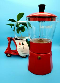 SEECIN  MOKA  POT Espresso Maker, 240ml / 6 CUP  RED WITH RE