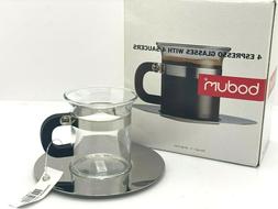 NIB Vintage Bodum Espresso Glasses with Saucers Box of 4 - 2