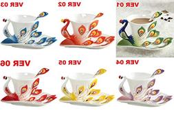 1 Pcs Peacock Coffee Cup Ceramic Creative Cups Bone China 3D
