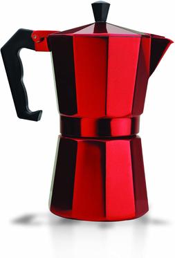 Primula PERE-3306 6-Cup Aluminum Espresso Coffee Maker, Red