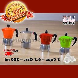 3 Cup Cafetera Cubana Caf&eacute; Espresso Silver Red