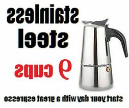 2/4/6/9 Cup Stainless Steel  Espresso Percolator Cafetera