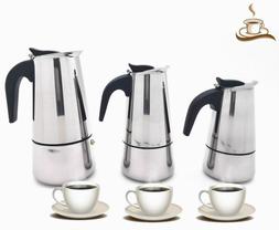 Stainless Steel Stove Top Espresso Coffee Maker,9/6/4 Cups